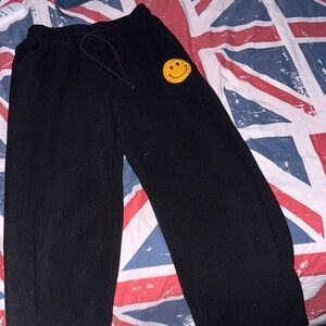Black Joggers with Smiley Patch